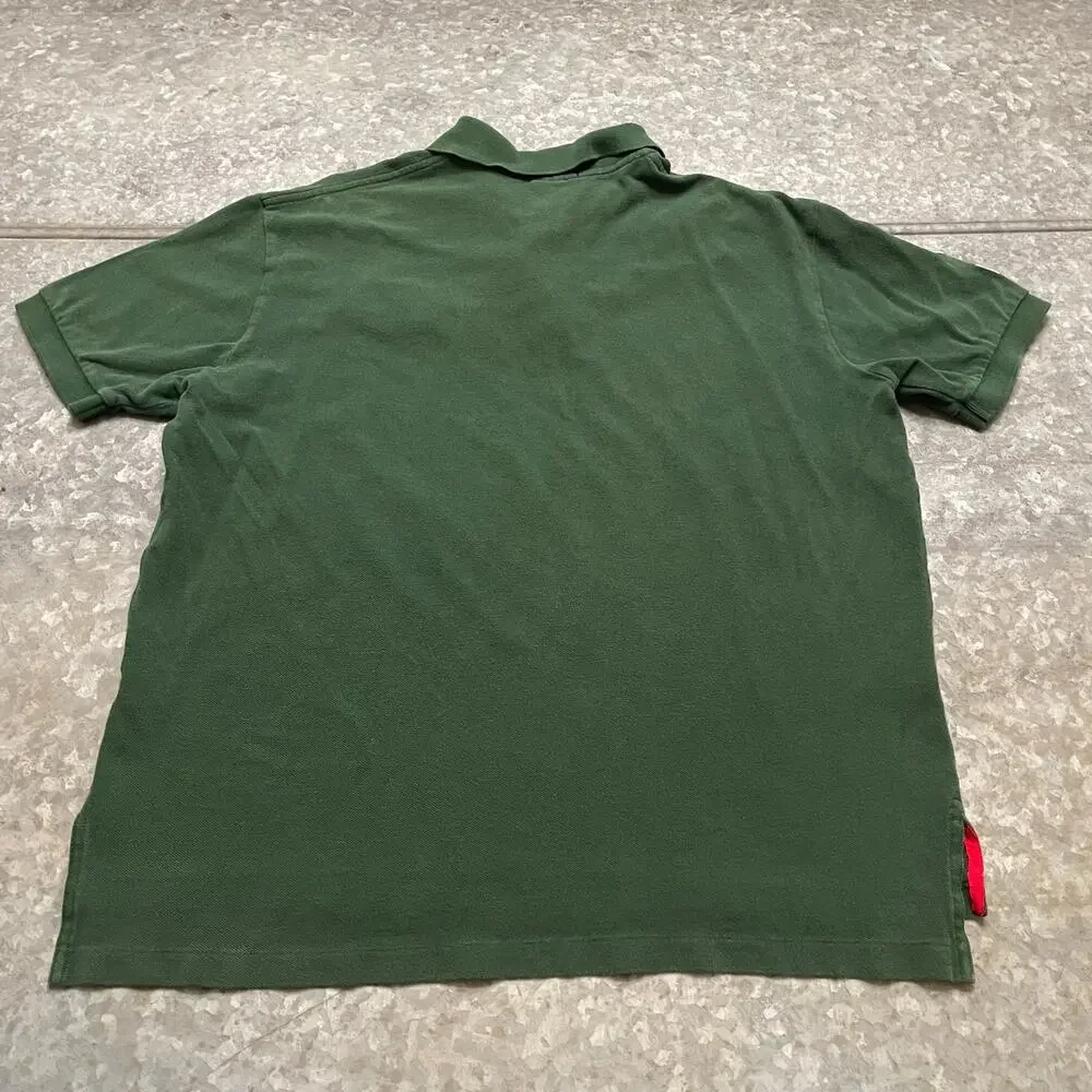 Polo Ralph Lauren Triple Pony #3 Shirt Large Cotton Green Rugby Embroidered